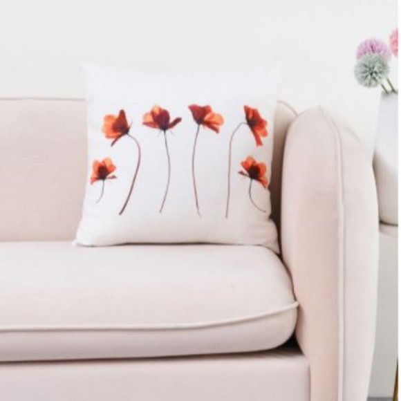 Red poppy throw pillow - Picture 3 of 4